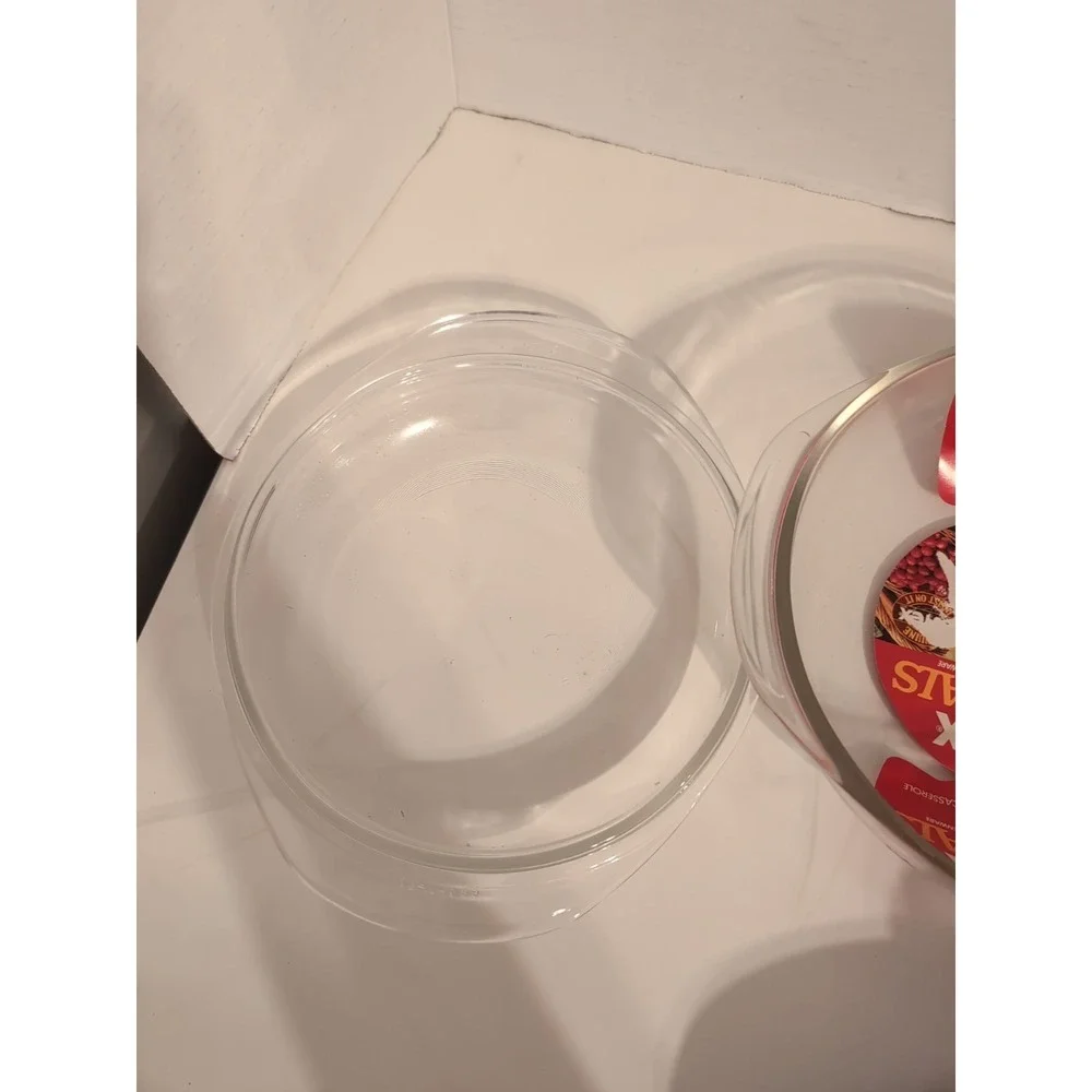 NWT Vintage Pyrex Round Casserole 024 w/Matching Lid 2 Quart Clear Glass Handles